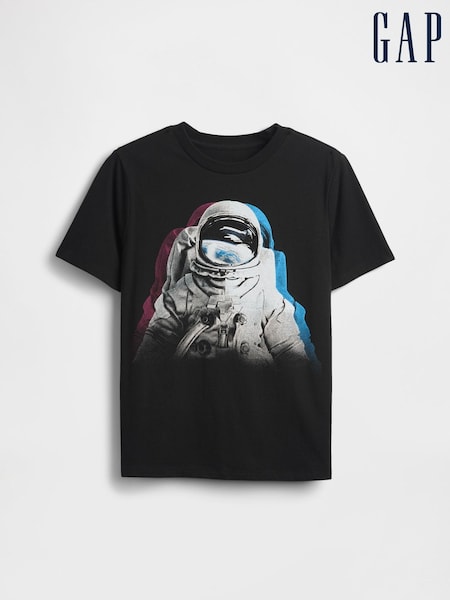 Gap Black 3-D Graphic T-Shirt (4-13yrs) (4-13yrs) (W73384) | £10