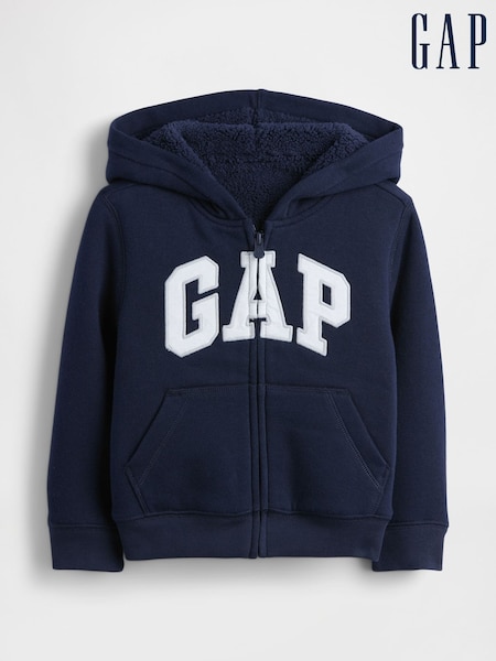 Gap Blue Logo Sherpa Zip Hoodie (6mths-5yrs) (6mths-5yrs) (W73447) | £25