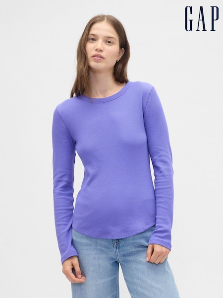 Gap Purple Waffle Knit Long Sleeve T-Shirt (W73537) | £14