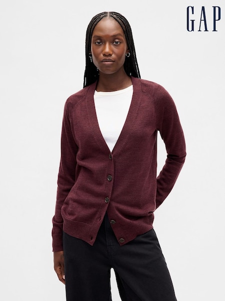 Gap Burgundy Red Boyfriend Merino Cardigan (W73594) | £50