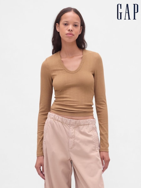Gap Beige Sheer Modern Rib T-Shirt (W73595) | £30