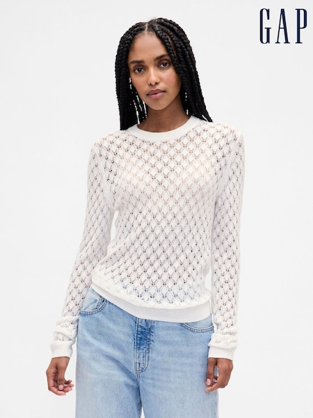 Gap White Pointelle Sweatshirt (W73599) | £40