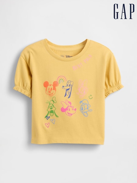 Gap Bright Yellow Disney Ruffle Sleeve Round Neck T-Shirt (6mths-5yrs) (6mths-5yrs) (W73600) | £14