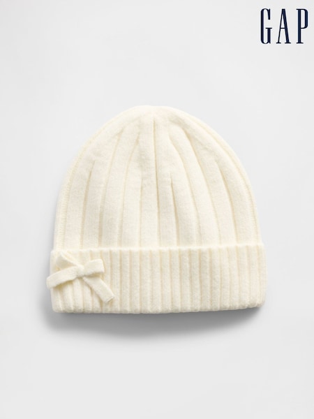 Gap White Soft Touch Bow Beanie (W73647) | £14