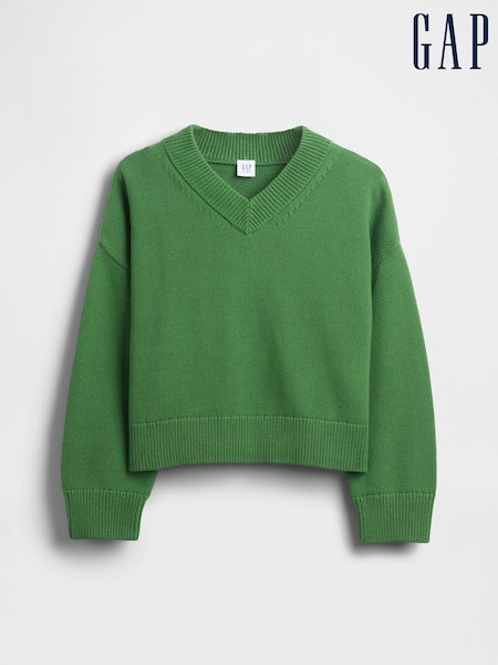 Gap Green Boxy V-Neck Jumper (4-13yrs) (W73654) | £25