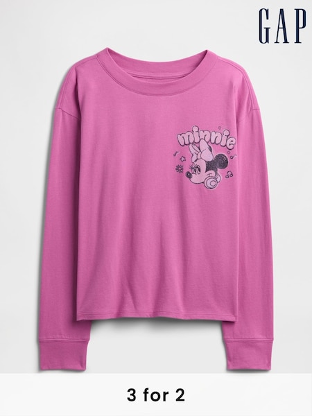 Gap Pink Minnie Mouse Disney Cotton Long Sleeve Oversized T-Shirt (4-13yrs) (W73673) | £14