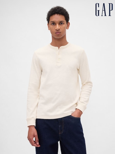 Gap White Double-Knit Henley T-Shirt (W73711) | £40