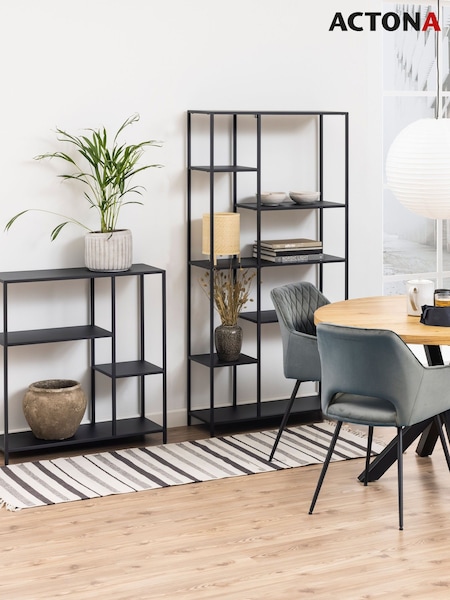Actona Black Newcastle Asymmetrical Bookcase with 3 Shelves (W73802) | £145