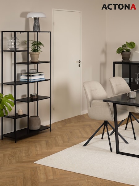 Actona Black Newcastle Asymmetrical Bookcase with 6 Shelves (W73809) | £214