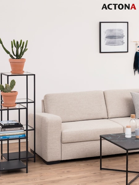 Actona Black Seaford Narrow Metal Bookcase with 3 Oak Shelves (W73812) | £81