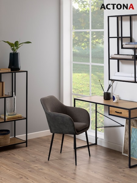 Actona Black Oak Seaford Metal Wide Wall Shelf with 3 Additional Oak Shelves (W73820) | £85