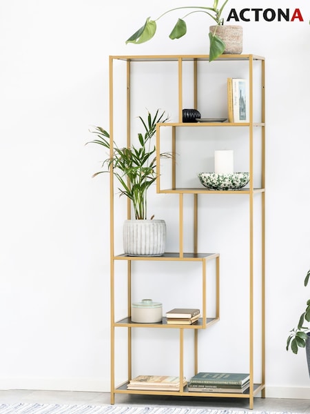 Actona Gold Seaford Tall Metal Bookcase with 5 Black Shelves (W73826) | £149