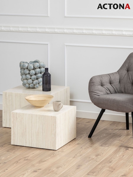Actona Cream Dice Square Coffee Table Set (W73958) | £226