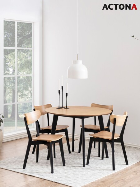 Actona Black Oak Roxby 4 Seater Compact Round Dining Table (W73965) | £184