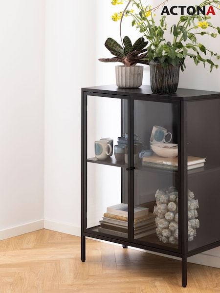 Actona Black Newcastle Low 2 Door Display Cabinet (W74060) | £259