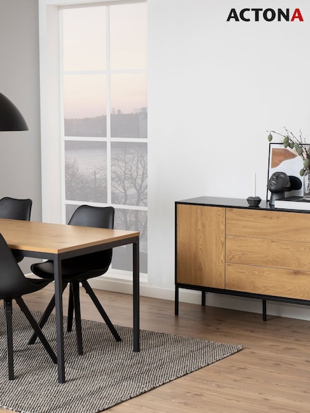 Actona Black Oak Seaford 1 Door 3 Drawer Small Sideboard (W74074) | £320