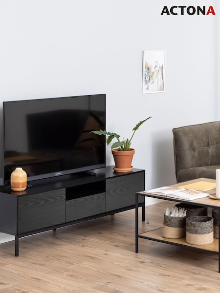 Actona Black Seaford 2 Door 1 Drawer TV Unit (W74083) | £239