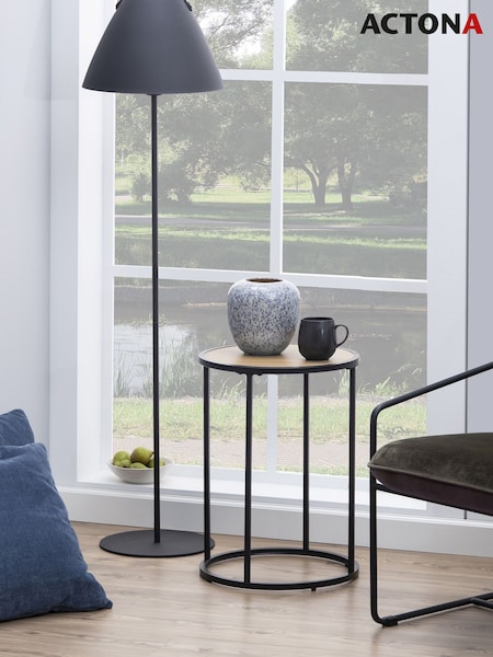 Actona Black Oak Seaford Metal Small Round Side Table (W74088) | £47