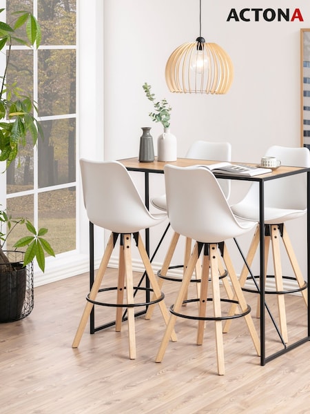 Actona Black Oak Seaford Metal Bar Table with Oak Top (W74091) | £99