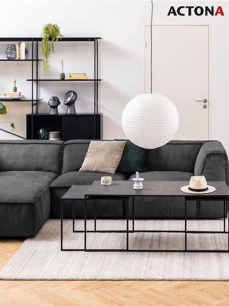 Actona Set of 3 Black Infinity Square Coffee Tables (W74092) | £162