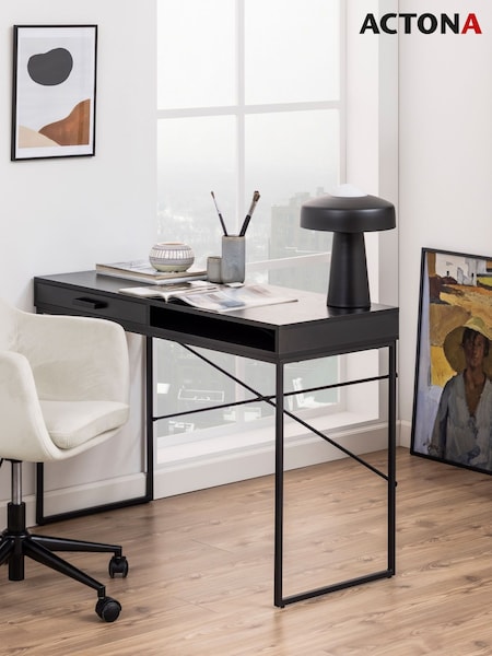 Actona Black Seaford 1 Drawer Desk (W74100) | £148