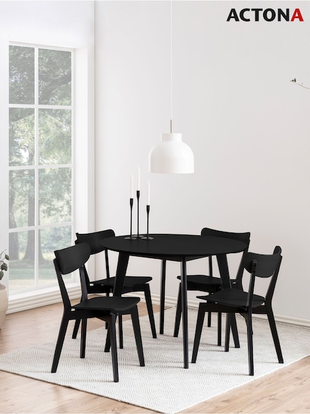 Actona Black Roxby 4 Seater Compact Round Dining Table (W74115) | £184