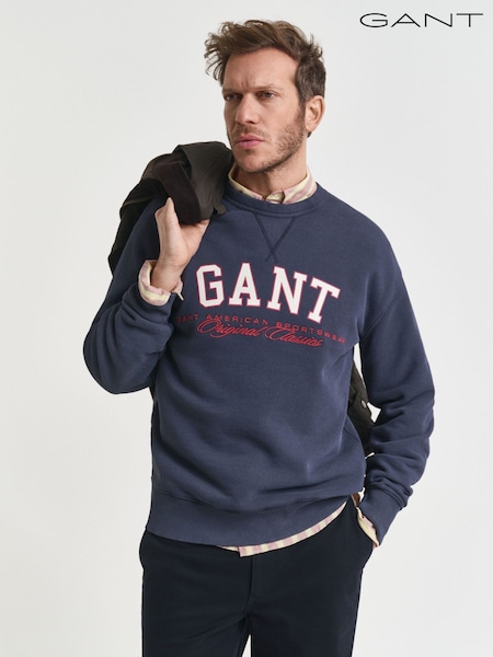 GANT Blue Graphic Print Logo Sweatshirt (W74242) | £140