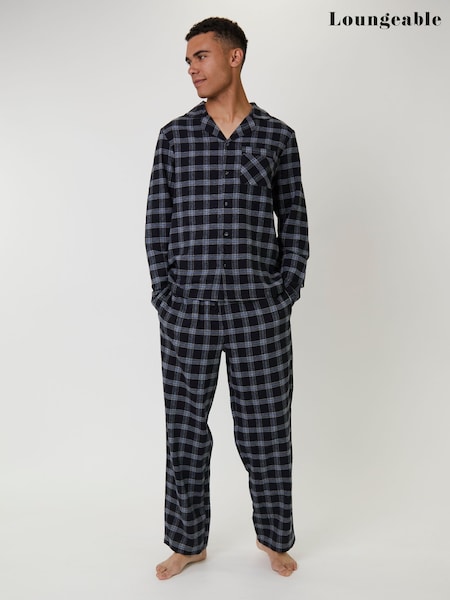 Loungeable Black Long Sleeved Top And Traditonal Trousers Pyjamas Set (W74324) | £34