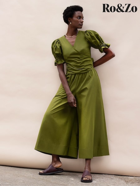 Ro&Zo Green Cotton Poplin Culottes (W74498) | £89
