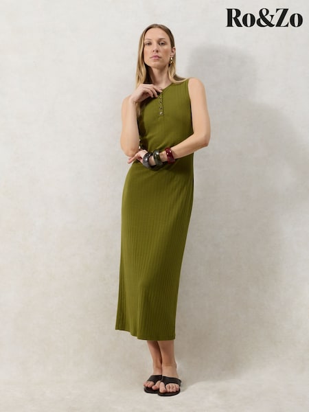 Ro&Zo Green Rib Column Dress (W74522) | £89