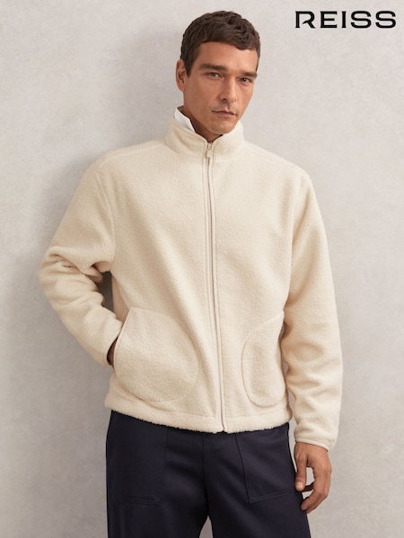 Reiss Ecru Toscana Fleece Zip-Through Jacket (W74641) | £138