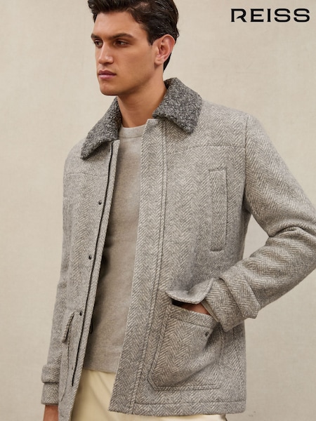 Atelier Grey Dumodo Wool-Cotton Herringbone Jacket (W74650) | £698
