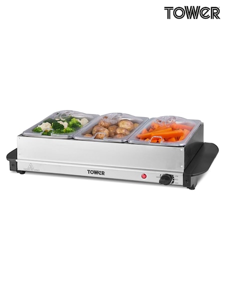Tower Stainless Steel Buffet Server with 3 x 1.5L Tray Capacity (W74689) | £30