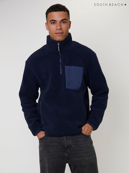 South Beach Blue Borg 1/4 Length Jacket (W74722) | £55