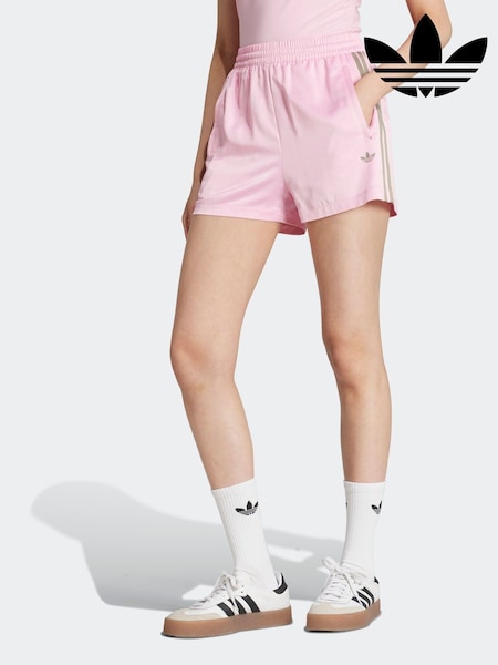 adidas Originals Pink/Green Soccer Summer Satin Pinstripe Classic Shorts (W74857) | £0