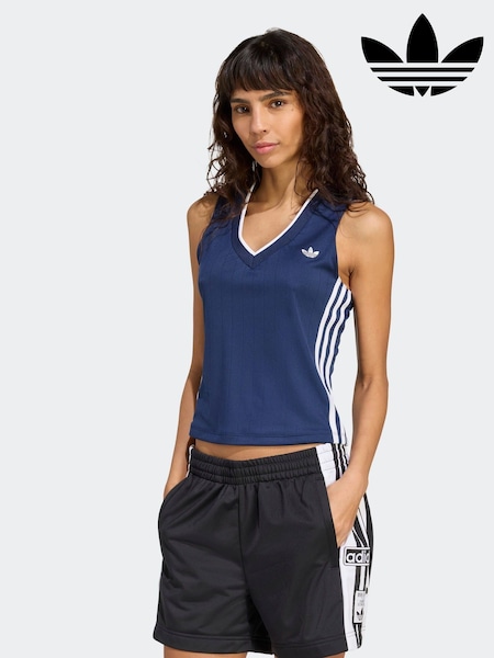 adidas Originals Blue Soccer Summer Pinstripe V-Neck Vest (W74858) | £0