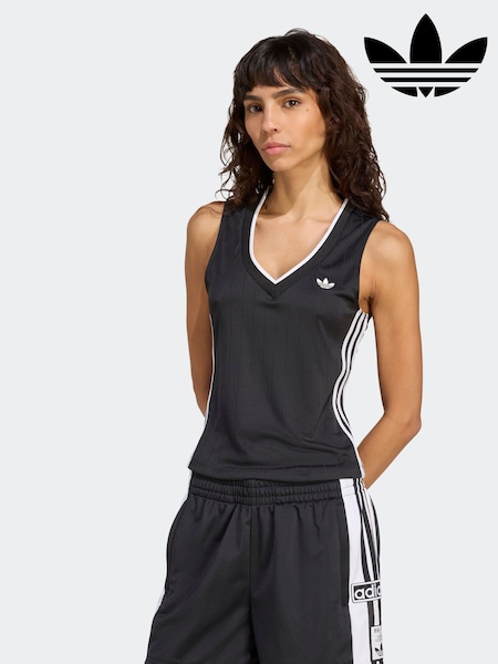adidas Originals Black Soccer Summer Pinstripe V-Neck Vest (W74859) | £0