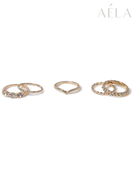 Aela Gold Tone Fine Twist Multipack Rings (W74863) | £12.50