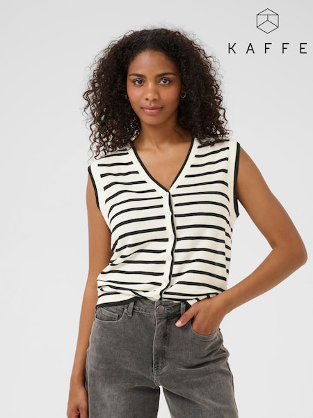 Kaffe KAamalia Sleeveless Stiped White Knit Top (W74994) | £50
