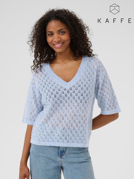 Kaffe Blue KAlourine V-Neck Jumper (W75034) | £40