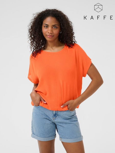 Kaffe Red KAamber Stanley Short Sleeve Blouse (W75037) | £30
