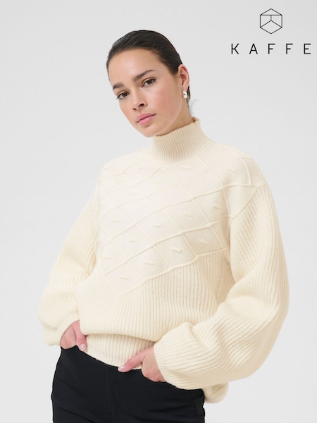 Kaffe KAmaddie Funnel Neck Long Sleeve White Jumper (W75047) | £90