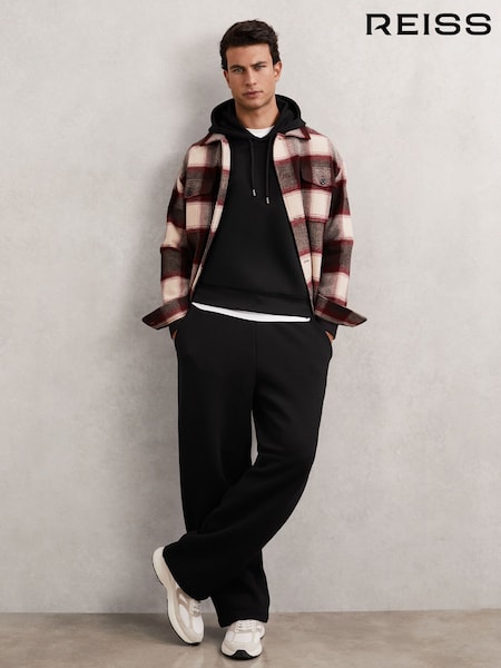 Reiss Black Monterey Cotton-Blend Fleece-Back Joggers (W75060) | £110