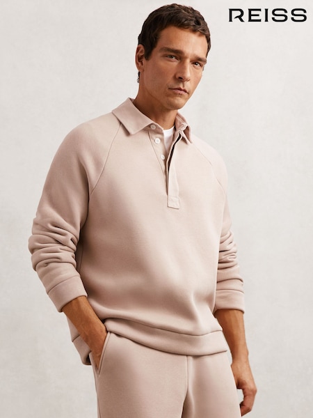 Reiss Pink Costello Cotton-Blend Fleece-Back Polo Shirt (W75062) | £118