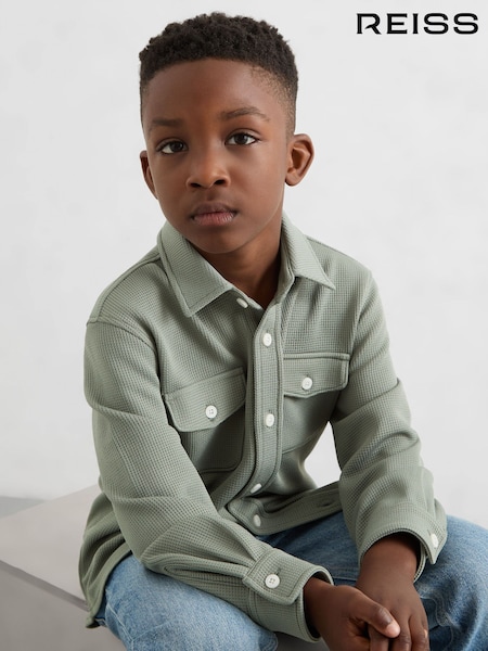 Reiss Sage Alabastor 3-9 yrs Waffle-Textured Twin-Pocket Overshirt (W75090) | £38