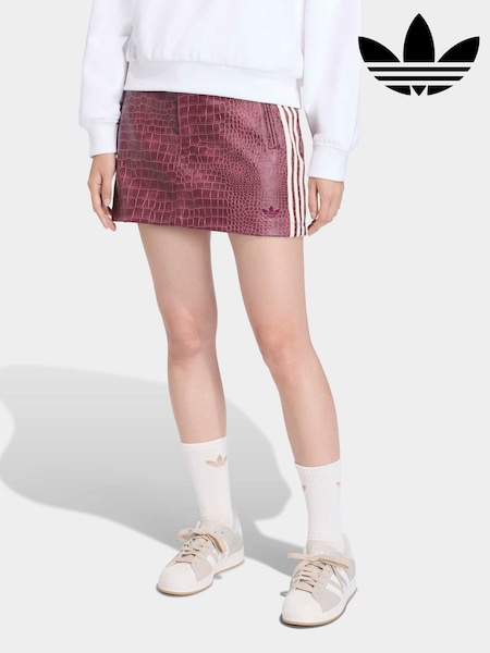 adidas originals White/Red Faux Leather Snake Print Skirt (W75101) | £70