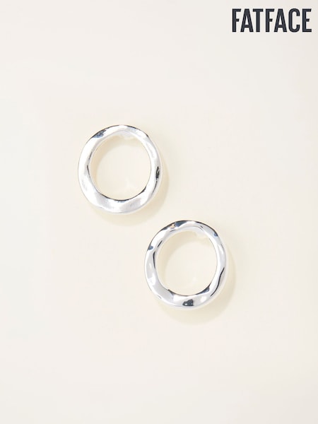 FatFace Silver Tone Hammered Circle Stud Earrings (W75142) | £10.50