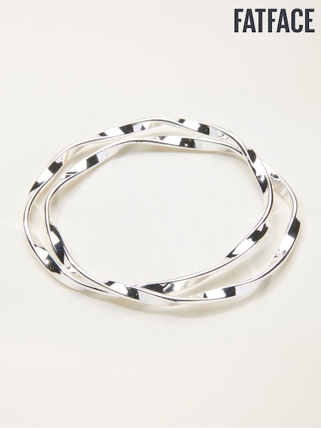 FatFace Silver Tone Double Bangle (W75176) | £14.50