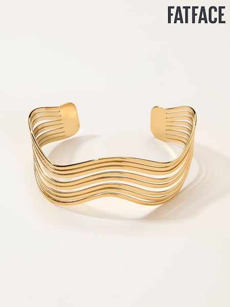 FatFace Gold Tone Wavy Cuff Bracelet (W75179) | £14.50