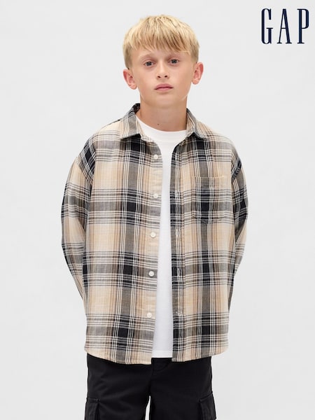 Gap Beige Relaxed Check Shirt (4-13yrs) (4-13yrs) (W75229) | £20